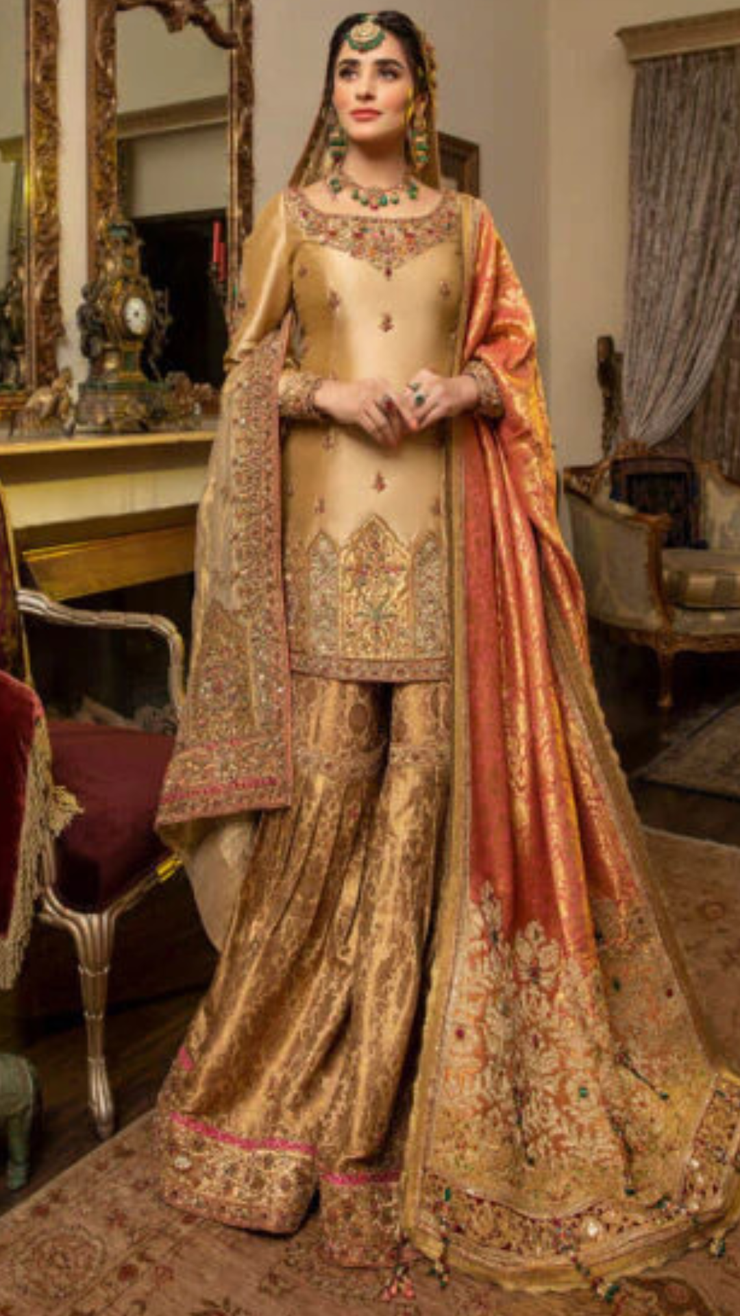 golden bridaL SHARARA